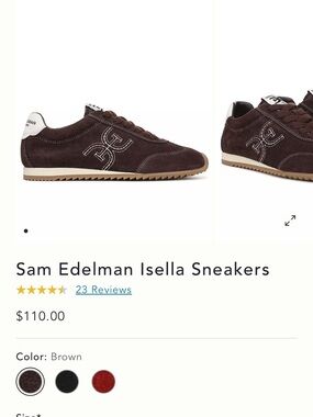 NWOT Sam Edelman Brown Isella sneaker Suede Low-Top with Cream Heel Tab